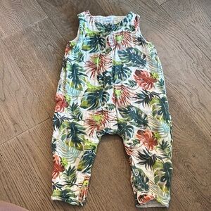 Angel Dear Green and Red Tropical Jumpsuit